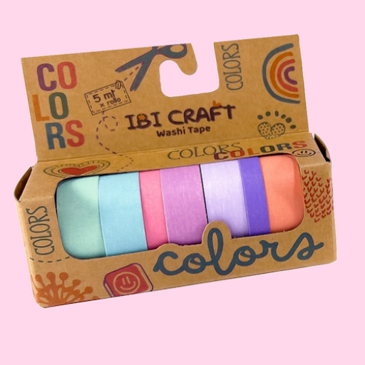 Ibi Craft Washi tape 15mmx5Mt. Pack x 5 tonos pastel